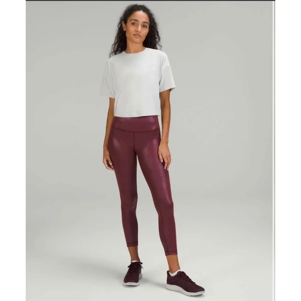 Lululemon Wunder Train High Rise Tight 25 Foil Red Merlot Burgundy LW5EB3S 4